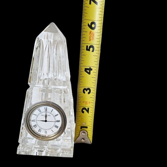 WATERFORD CRYSTAL CLOCK OBELISK PYRAMID 6" Ireland Needs Battery MINT Condition - Picture 3 of 11